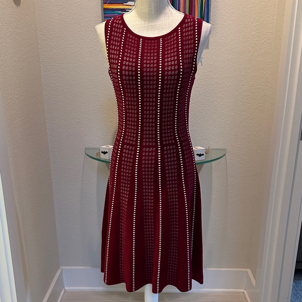 BCBGMaxAzria Burgundy Patterned Midi Dress